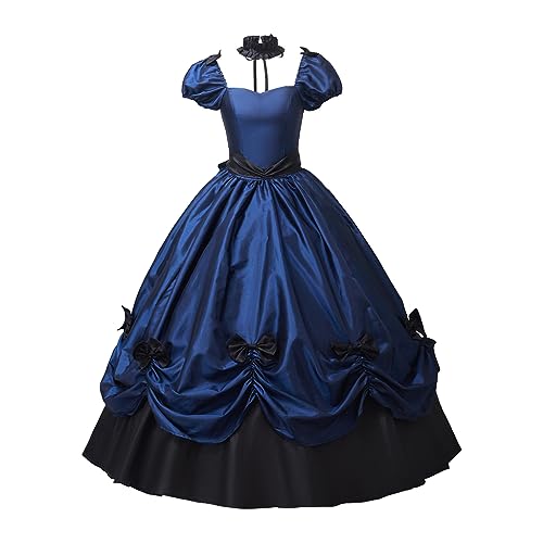 CosplayDiy Damen Southern Belle Kleid Civil War Southern Belle Ballkleid Gothic Viktorianisches Rokoko Kleid Kostüm Blau XXXL von CosplayDiy