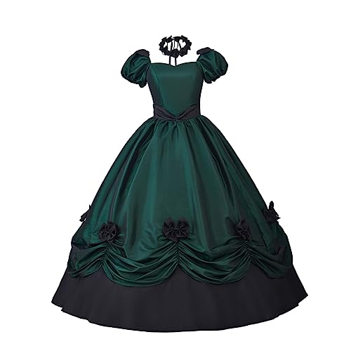 CosplayDiy Damen Southern Belle Kleid Civil War Southern Belle Ballkleid Gothic Viktorianisches Rokoko Kleid Kostüm Grün M von CosplayDiy