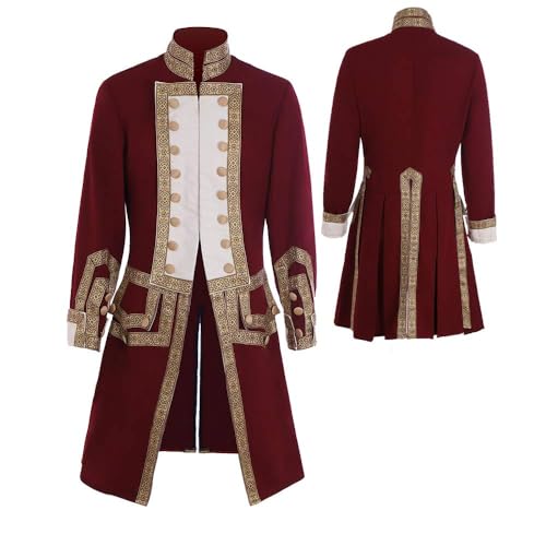 CosplayDiy Herren 18. Jahrhundert Kolonial Militär Uniform Frack Kostüm Mittelalter Viktorianisch Herren Regency Outfit XXL von CosplayDiy