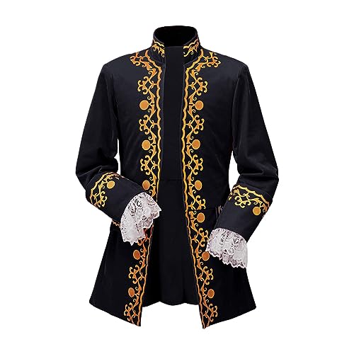 CosplayDiy Herren Kolonial-Militär Frack Kostüm 18. Jahrhundert Mittelalter Regency Frack Jacke Schwarz XXL von CosplayDiy
