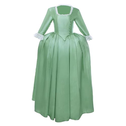 CosplayDiy Musical Hamilton Cosplay Kostüm Angelica Peggy Eliza Schuyler Schwestern Kleid Mädchen Hamilton Kolonialkleid Grün von CosplayDiy