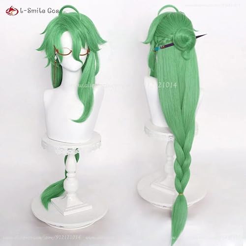 Baizhu Cosplay Perücke 100cm lang grün geflochtene Perücke hitzebeständiges Kunsthaar Halloween Party Anime Perücke + Perückenkappe von CosplayHero