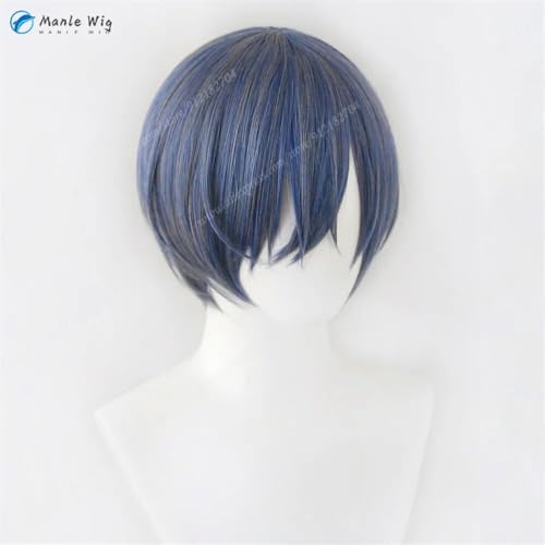 Ciel Phantomhive Cosplay Perücke Blau Grau Kurz Anime Perücke Hitzebeständig Halloween + Gratis Perückenkappe, Wig and eye patch, One Size von CosplayHero