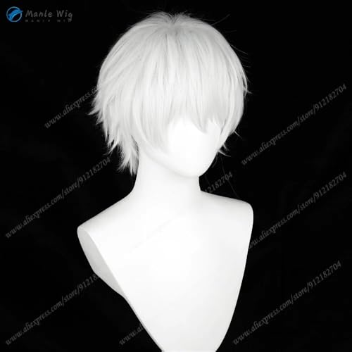 Kaneki Ken und Satoru Gojo Cosplay Perücken - 30cm Silberweiß - Hitzebeständiges synthetisches Haar Anime Role Play + Perückenkappe, Wig and eye patch, One Size von CosplayHero