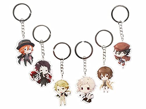 CosplayStudio Bungo Stray Dogs Schlüsselanhänger Set | 6 Schlüsselringe mit Chibi Anhängern von CosplayStudio