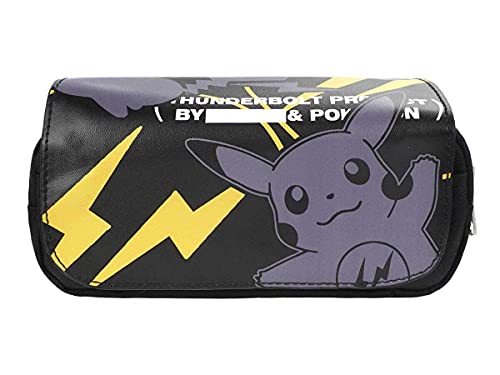 CosplayStudio Große Poke Federtasche | Federmäppchen mit PU-Leder Abdeckung | 20cm (Pika(Schwarz)) von CosplayStudio