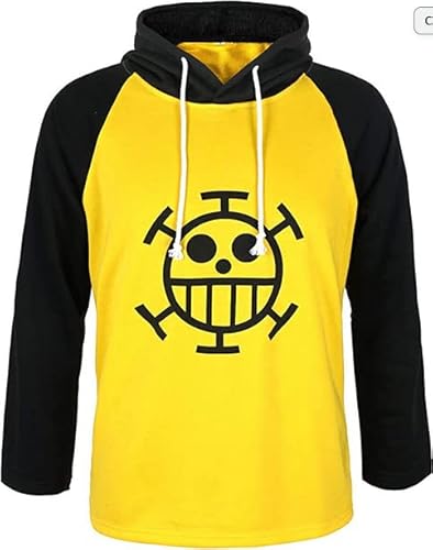 CosplayStudio Trafalgar Law Anime Hoodie mit Jolly Roger Symbol von The Heart Pirate Crew Gr. Medium, gelb von CosplayStudio