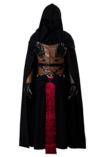 Darth Revan Kostüm für Erwachsene, schwarzes Outfit, Tunika, mit Kapuze, Halloween-Uniform, schwarz, Medium von Cosplaysky