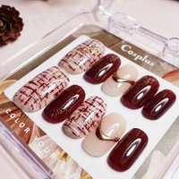 Cosplus - Monina Premium Wearable Gel Nail Tips Set Red And White Woolen Chanel - 1 Set Cosplus - Monina Premium Wearable Gel Nail Tips Set Red And White Woolen Chanel - 1 Set von Cosplus