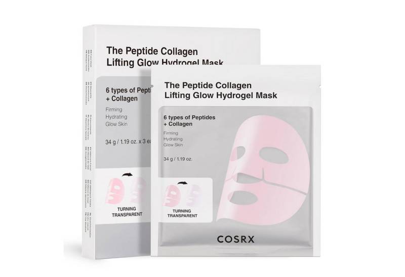 Cosrx Gesichtsmaske The Peptide Collagen Lifting Glow Hydrogel Mask – straffende Anti- Aging Gesichtsmaske mit 6 Peptiden & Kollagen – für glattere, elastischere, Haut & intensiven Glow – feuchtigkeitsspendend, beruhigend & pflegend von Cosrx
