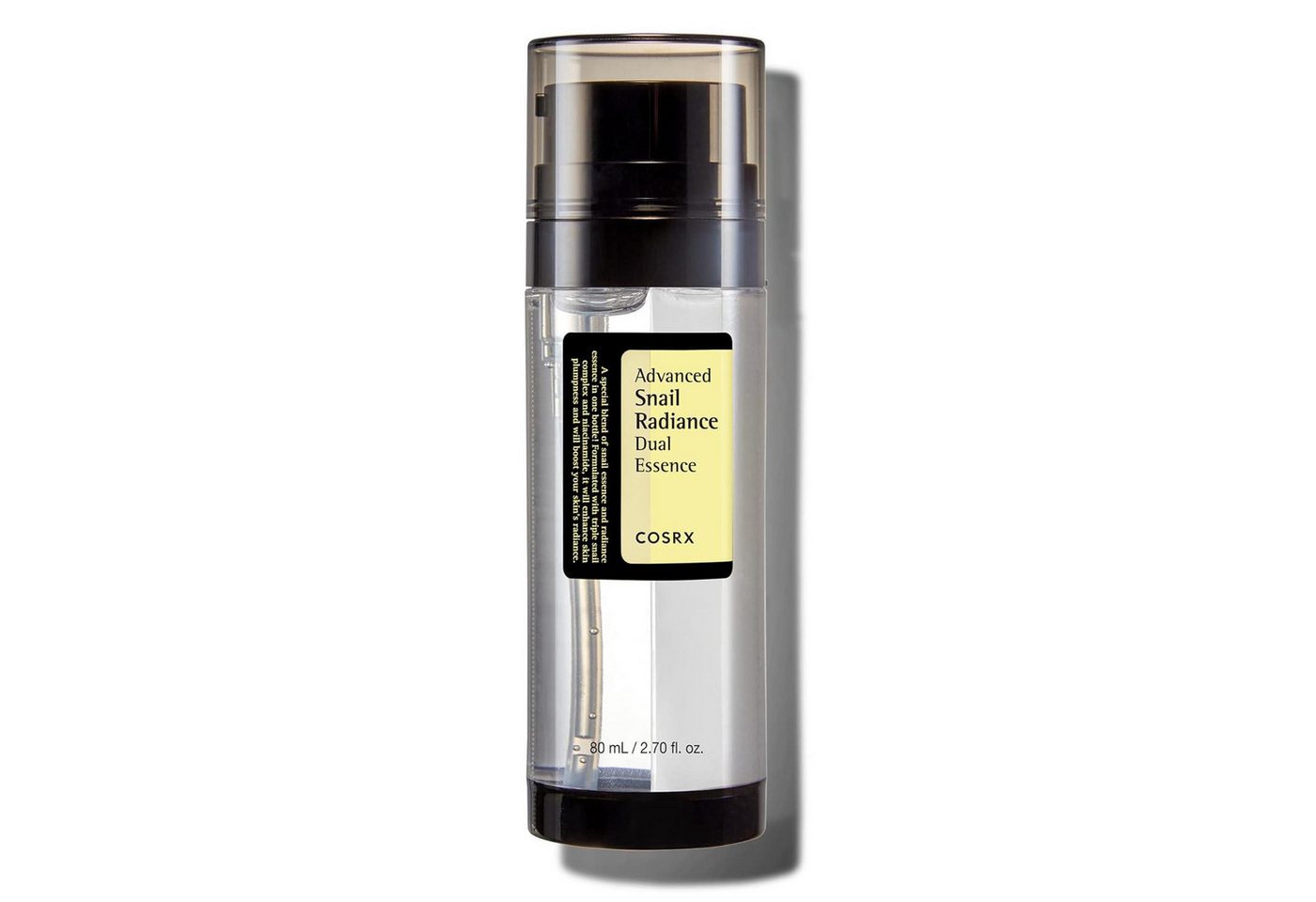Cosrx Gesichtsserum Advanced Snail Radiance Dual Essence 80ml – Gesichtsserum mit 3-fach Schneckensekret, Niacinamid & Glutathion – feuchtigkeitsspendend, porenverfeinernd & aufhellend – K-Beauty für jeden Hauttyp von Cosrx