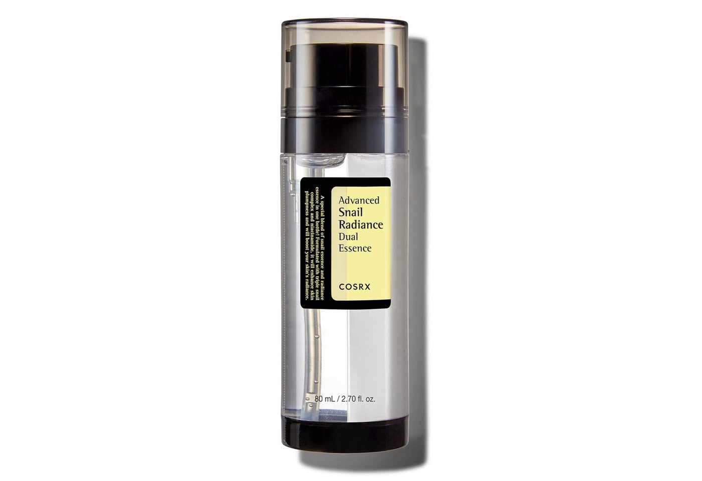 Cosrx Gesichtsserum Advanced Snail Radiance Dual Essence 80ml hochkonzentrierte Wirkstoffformel, K-Beauty Original, Dual-Essenz mit zwei Kammern, innovatives Pumpsystem von Cosrx