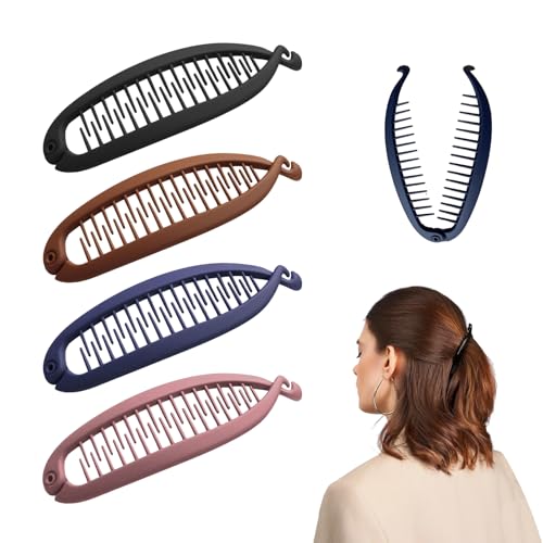 Banana Clip,4 Stück Bananenspange Haare Damen Vintage Bananenspange Mädchen Banane Haarspange Dickes Haar Pferdeschwanz Bananenspangen Accessoire für Lockiges Oder Glattes Haa Frauen und Mädchen von Cosswe