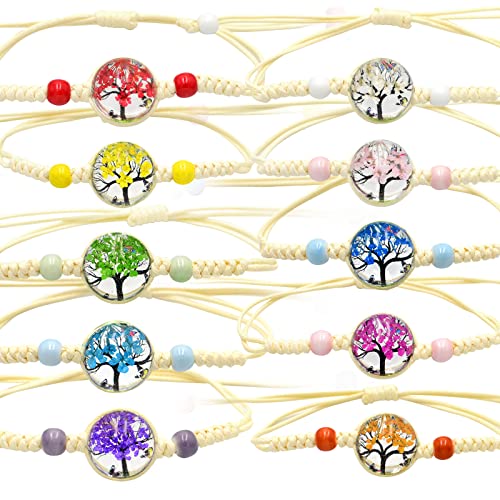 Cosswe Freundschaftsarmbänder für Mädchen,Geflochten Freundschaft Armbänder Verstellbare Freundschaftsarmband Bunte Blumen Baum des Lebens Gewebte Armbänder Handgefertigt Armband für Frauen Teenager von Cosswe