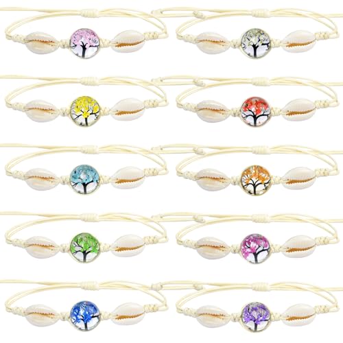 Cosswe Freundschaftsarmbänder für Mädchen,Baum des Lebens Muschel Geflochten Freundschaft Armbänder Verstellbare Freundschaftsarmband Bunte Gewebte Armbänder Handgefertigt Armband für Frauen Teenager von Cosswe