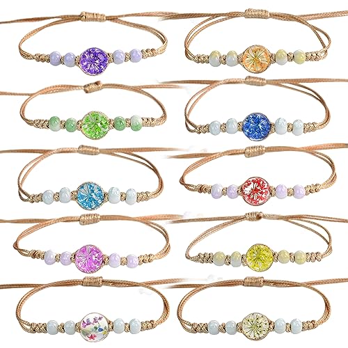 Cosswe Freundschaftsarmbänder für Mädchen,Geflochten Freundschaft Armbänder Verstellbare Freundschaftsarmband Bunte Blumen Baum des Lebens Gewebte Armbänder Handgefertigt Armband für Frauen Teenager von Cosswe