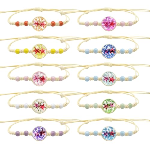 Cosswe Freundschaftsarmbänder für Mädchen,Stern Blumen Geflochten Freundschaft Armbänder Verstellbare Freundschaftsarmband Bunte Blumen Gewebte Armbänder Handgefertigt Armband für Frauen Teenager von Cosswe