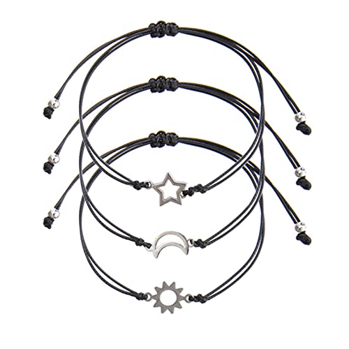 Cosswe Freundschaftsarmband,Schwester Armband Sonne Mond Sterne Gewebtes Freundschaft Versprechen Armbänder Geschenk für BFF Beste Freundin Teen Mädchen Armbänder von Cosswe