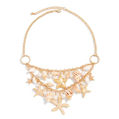 Cosswe Seestern Muschel Perlen Halskette Sea Star Shell Perlen Kette Muschelkette Boho Seestern Shell Muschel Halskette Bohemian Seashell Strandschmuck für Karneval Strandparty Mottoparty Cosswe Seestern Muschel Perlen Halskette Sea Star Shell Perlen Kette Muschelkette Boho Seestern Shell Muschel Halskette Bohemian Seashell Strandschmuck für Karneval Strandparty Mottoparty von Cosswe