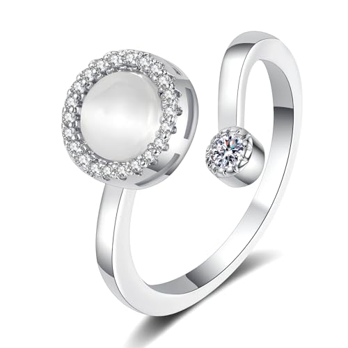 Cosswe Spinning Anxiety Ring für Damen, Offener Fidget Spinner Ringe Offener Ring für Anti Stress Verstellbarer Spinner Fidget Ringe für Anxiety (Silber) von Cosswe
