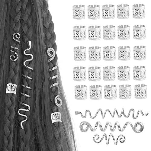 Dreadlock Schmuck,28 Stück Haarspiralen Clips Verstellbar Cuffs Haar Flecht Perlen Dreadlocks Perlen Haarschmuck Braids Zubehör Für Frauen Männer Zöpfe Dekoration von Cosswe