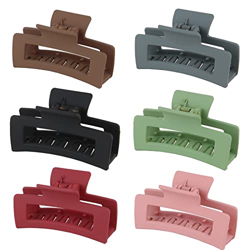 Große Haarklammer,6 Stück Rutschfest Haarspange Rechteckige Dickes Haarklammer Jumbo Klauen Clips Matte Solide Haarklammer Modisches Haar-Styling-Zubehör für für Frauen und Mädchen(6 Farben) von Cosswe