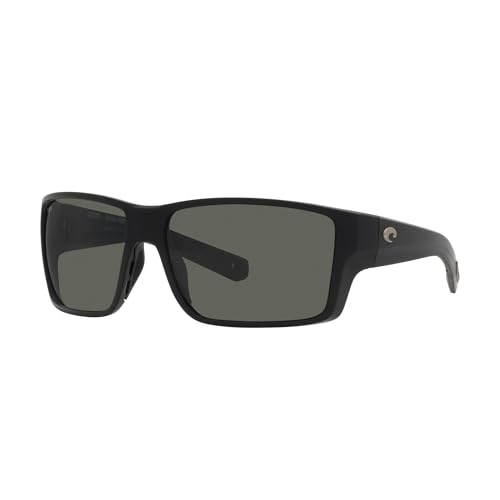 Costa Del Mar Reefton Pro Rechteckige Sonnenbrille für Herren, Schwarz/Polarisiertes Grau, 580 g, 63 mm von Costa Del Mar