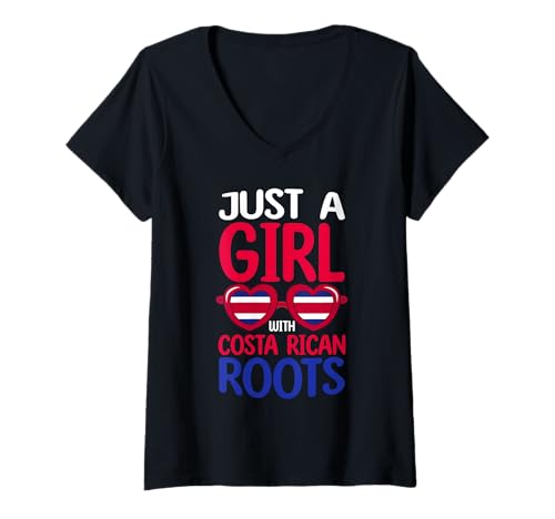 Damen Costa Rica Pride Design für Mädchen mit costaricanischen Wurzeln T-Shirt mit V-Ausschnitt von Costa Rica Designs for Costa Rican Pride