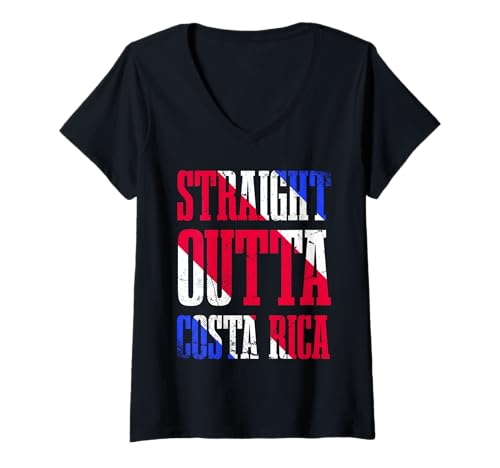 Damen Costa Rican Straight Outta Costa Rica T-Shirt mit V-Ausschnitt Damen Costa Rican Straight Outta Costa Rica T-Shirt mit V-Ausschnitt von Costa Rica Designs for Costa Rican Pride