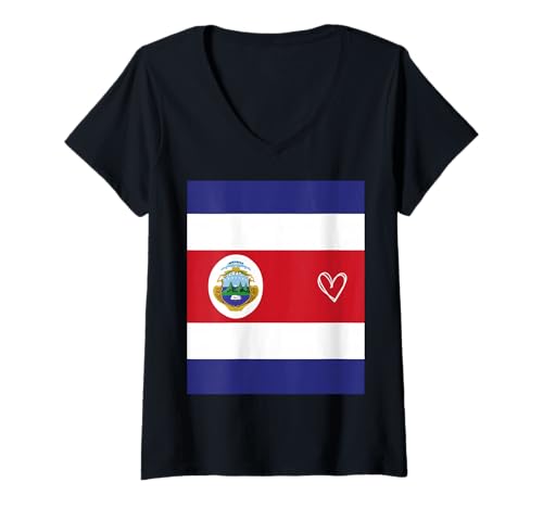 Damen Costa Rica Flagge Costa Rican Heart Proud National Day T-Shirt mit V-Ausschnitt Damen Costa Rica Flagge Costa Rican Heart Proud National Day T-Shirt mit V-Ausschnitt von Costa Rica Flag Costa Rican National Gifts Idea