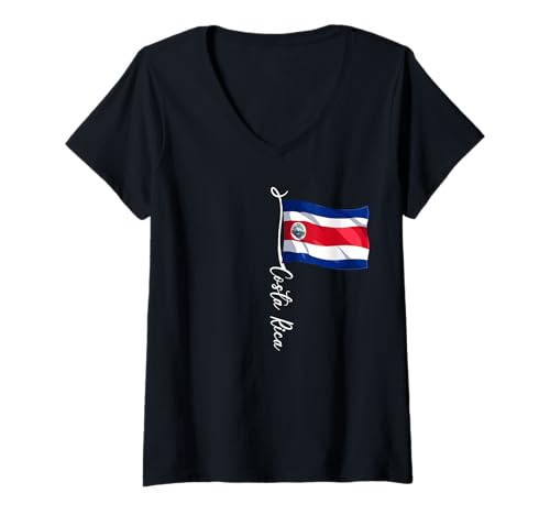 Damen Costa Rica Flaggen T-Shirt mit V-Ausschnitt von Costa Rica Geschenk