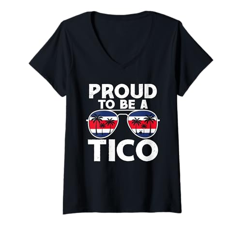 Damen Costa Rica ist stolz darauf, ein Tico zu sein T-Shirt mit V-Ausschnitt von Costa Rica Pride Designs for Costa Rican Men Women