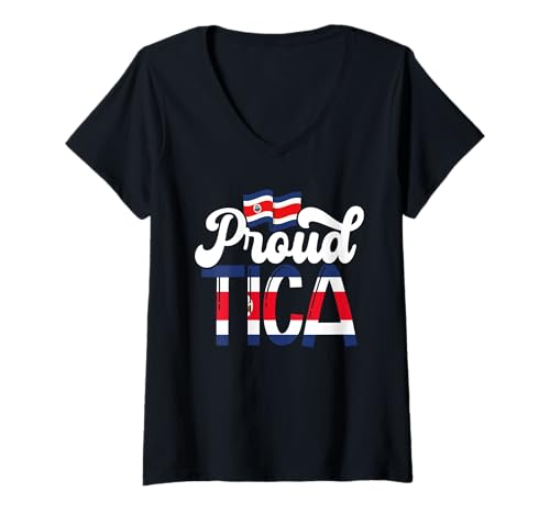 Damen Proud Tica Costa Rica Damen Mädchen T-Shirt mit V-Ausschnitt Damen Proud Tica Costa Rica Damen Mädchen T-Shirt mit V-Ausschnitt von Costa Rica Pride Designs for Costa Rican Men Women