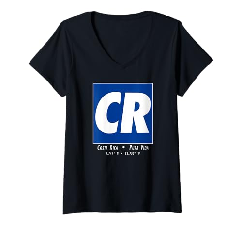 Damen Pura Vida Costa Rica Reisesouvenir CR Minimalist T-Shirt mit V-Ausschnitt Damen Pura Vida Costa Rica Reisesouvenir CR Minimalist T-Shirt mit V-Ausschnitt von Costa Rica Pura Vida Souvenirs