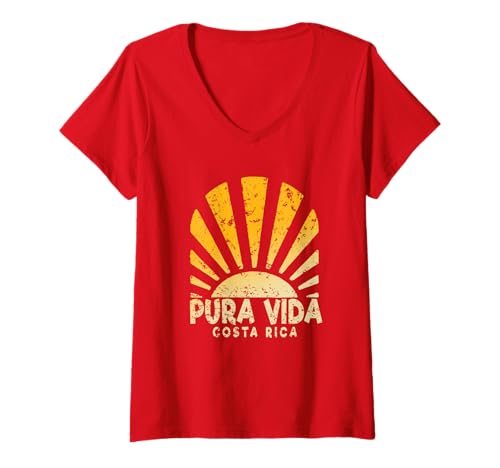 Damen Pura Vida Costa Rica - Costa Ricas Sonnenschein T-Shirt mit V-Ausschnitt Damen Pura Vida Costa Rica - Costa Ricas Sonnenschein T-Shirt mit V-Ausschnitt von Costa Rica Sunshine Apparel
