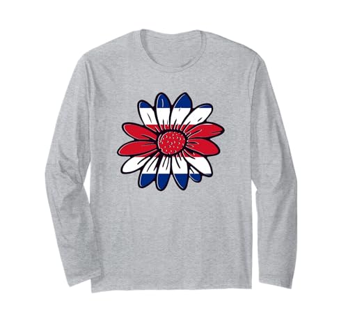 Costa Rica-Flagge, Gänseblümchen, Grafik, Mädchen, Kinder, Mutter Langarmshirt von Costa Rican Flag Designs