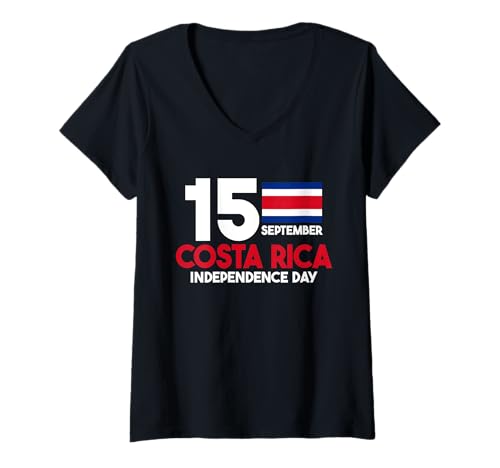 Damen Patriotischer Costa Rica Unabhängigkeitstag Costa Rican T-Shirt mit V-Ausschnitt von Costa Rican Flag Designs