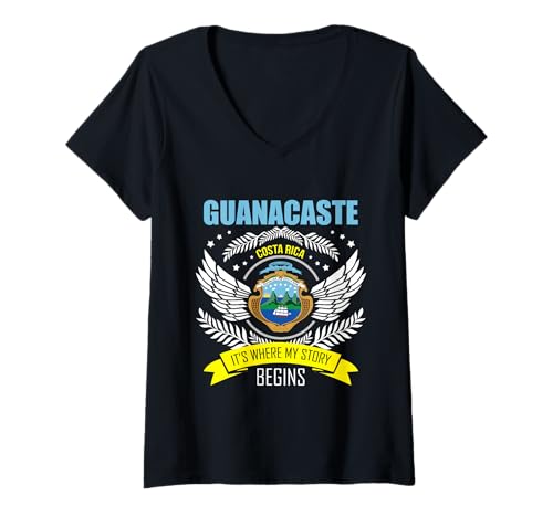 Damen Guanacaste Costa Rica Wo Meine Geschichte beginnt T-Shirt T-Shirt mit V-Ausschnitt Damen Guanacaste Costa Rica Wo Meine Geschichte beginnt T-Shirt T-Shirt mit V-Ausschnitt von Costa Rice Pride Apparel