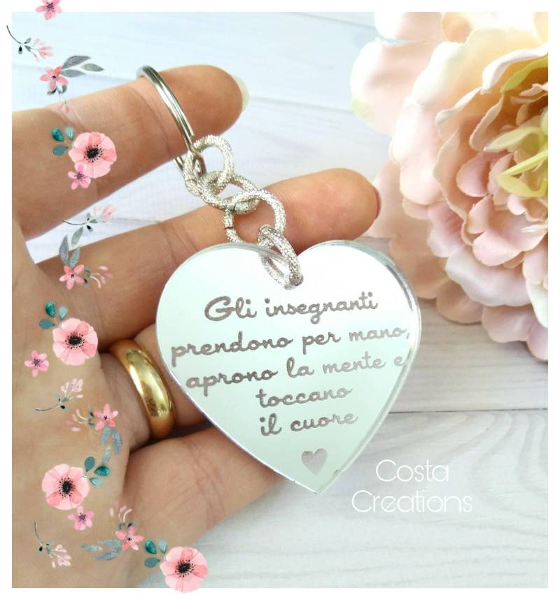 Lehrer-Schlüsselanhänger, Herz-Schlüsselanhänger, Plexiglas-Schlüsselanhänger, Geschenk Für Lehrer, Zum Schuljahresende, Schule von CostaCreationsBijoux