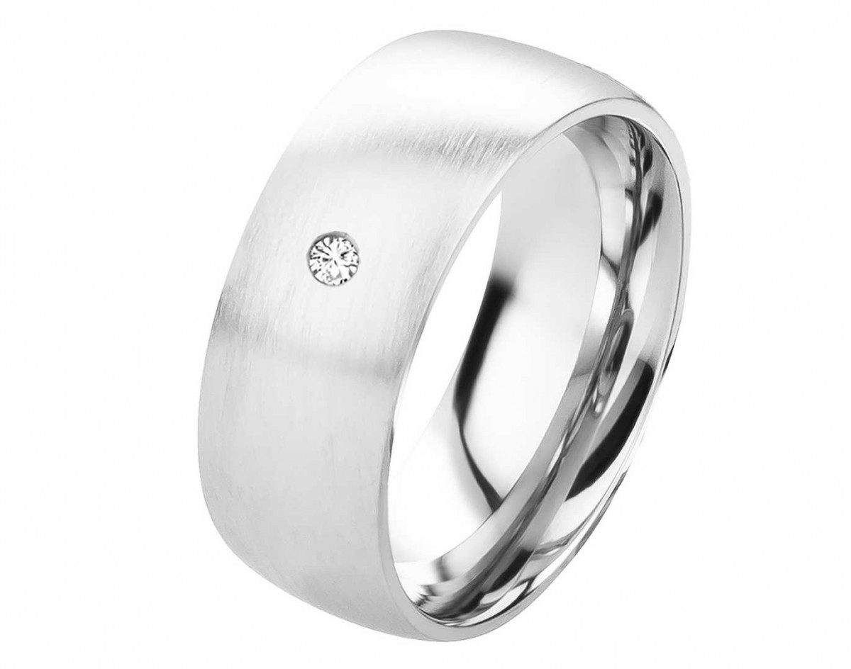 Damenring Edelstahl DE094 mit Zirkonia/Diamant von Costina