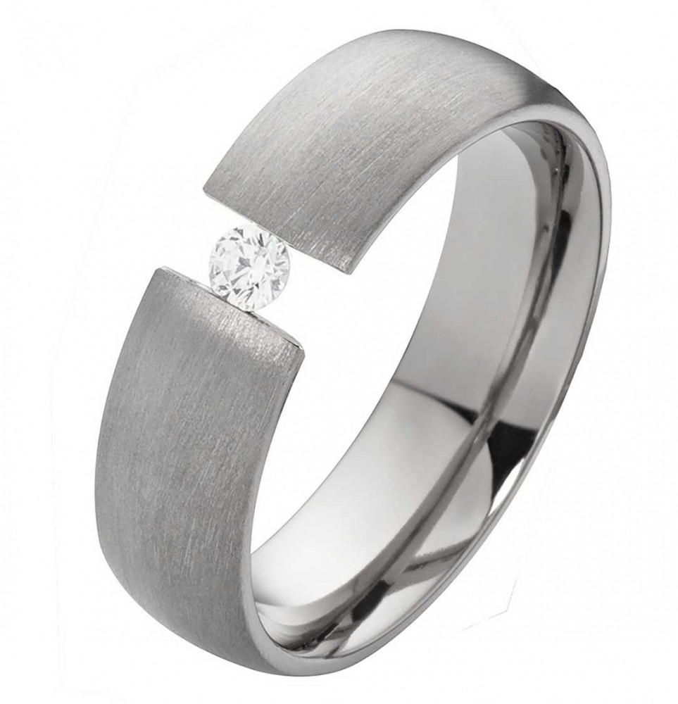 Damenring Titanring DT006 mit Zirkonia - Gravur von Costina