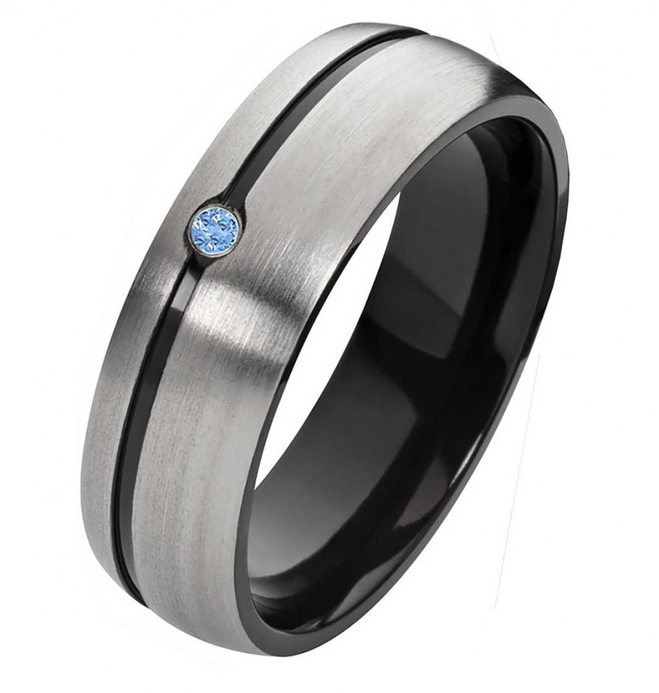 Damenring Titanring DT136 schwarz - Zirkonia blau von Costina