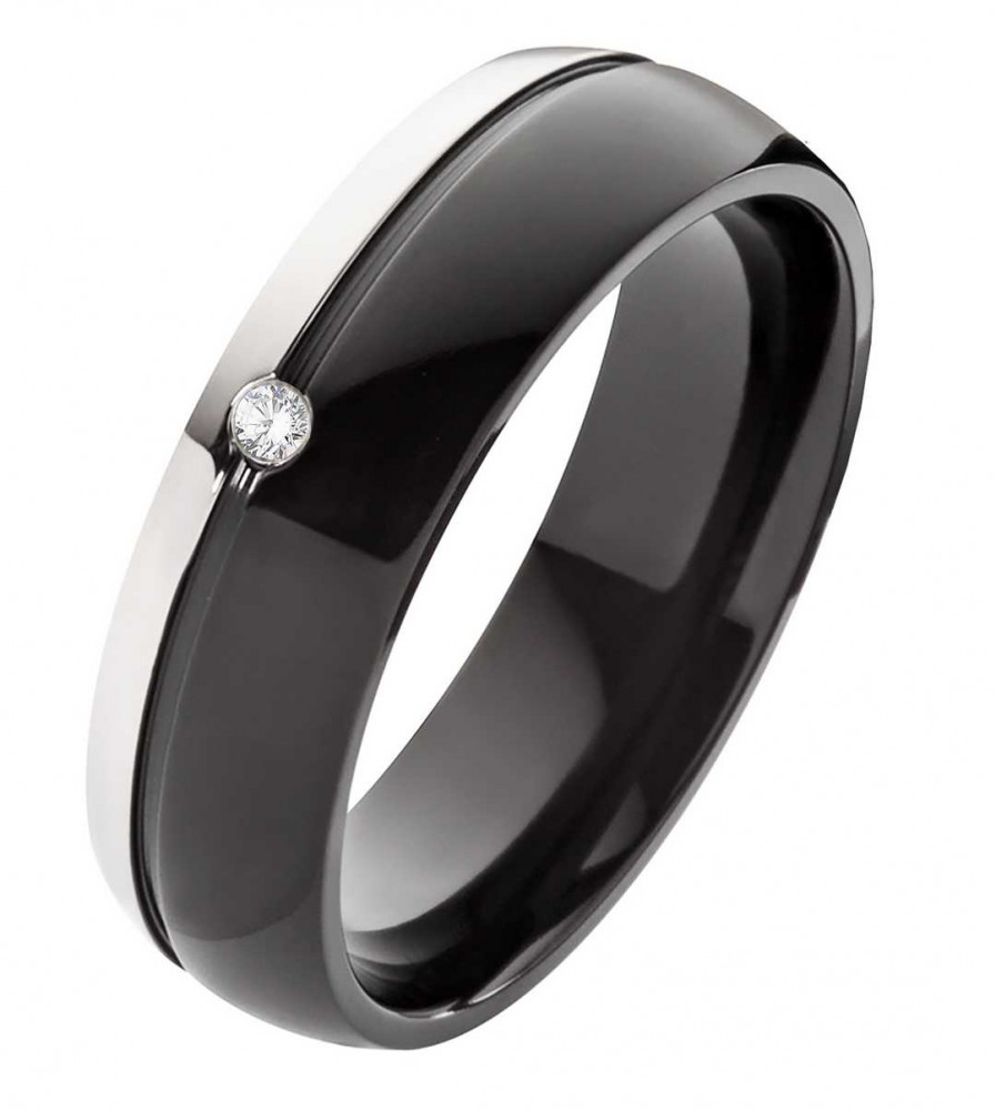 Damenring Titanring DT166 schwarz mit Stein von Costina