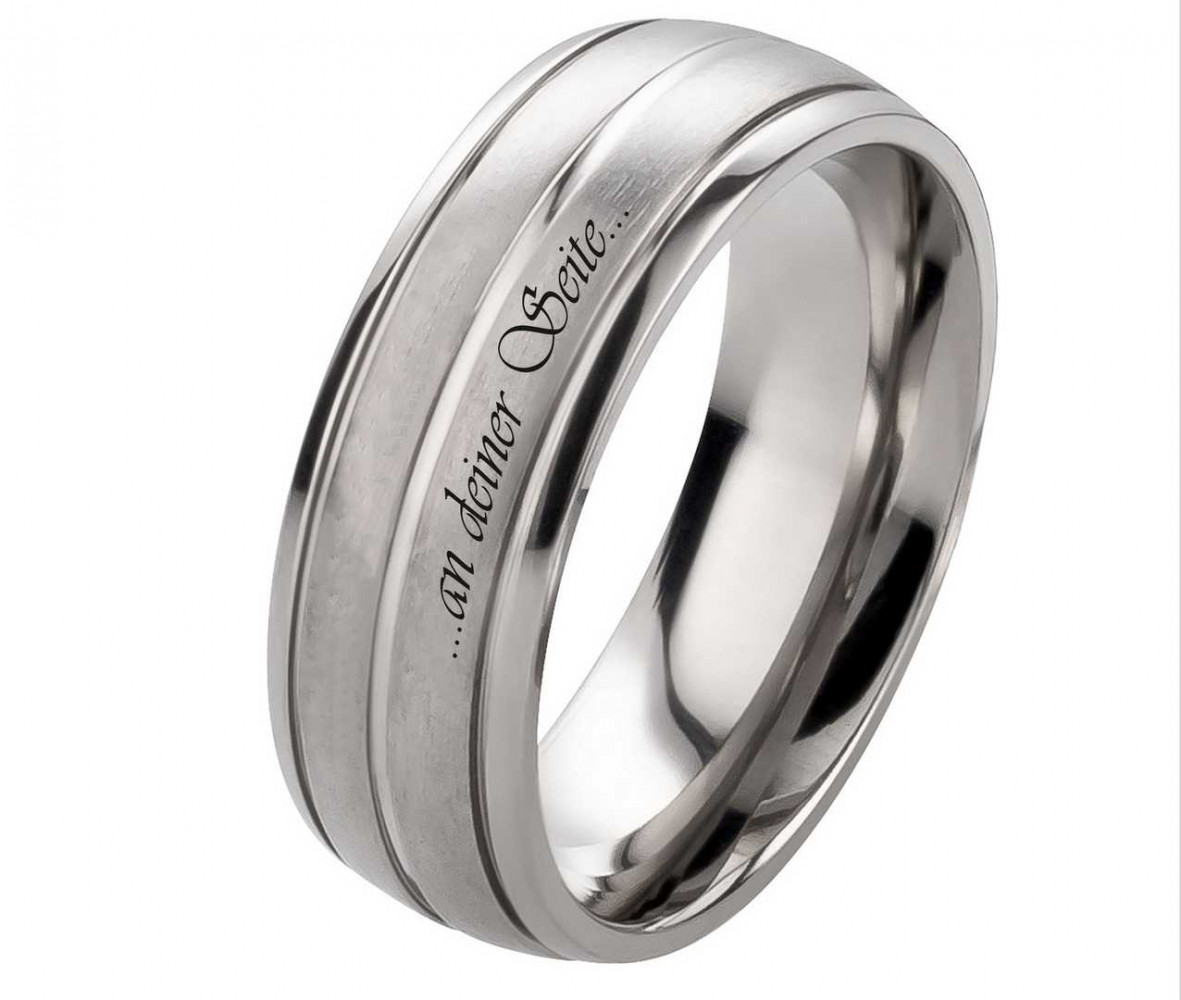 Herrenring Titanring HT019 mit individuell Außengravur von Costina