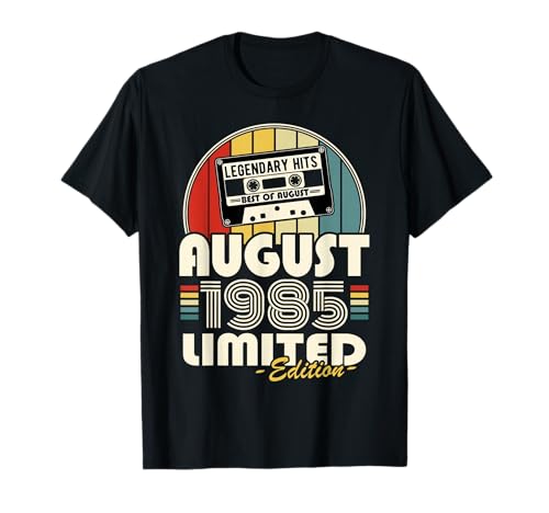 Vintage Geburtstag 40 Jahre Männer Frauen Geboren Im August 1985 T-Shirt von Costume 40e Anniversaire Vintage août 1985