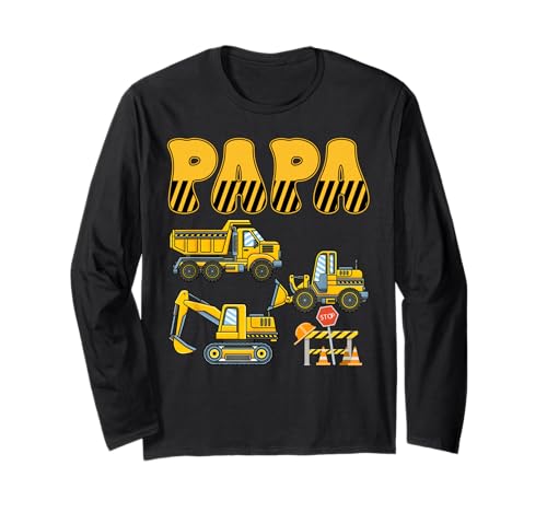 Funny Papa Baubagger Kinder Junge Familie Set Langarmshirt von Costume Construction Truck Matching Family