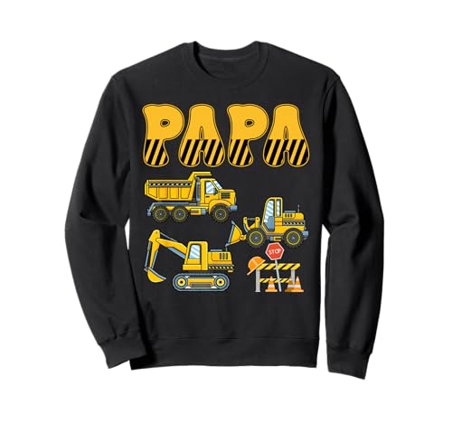 Funny Papa Baubagger Kinder Junge Familie Set Sweatshirt von Costume Construction Truck Matching Family