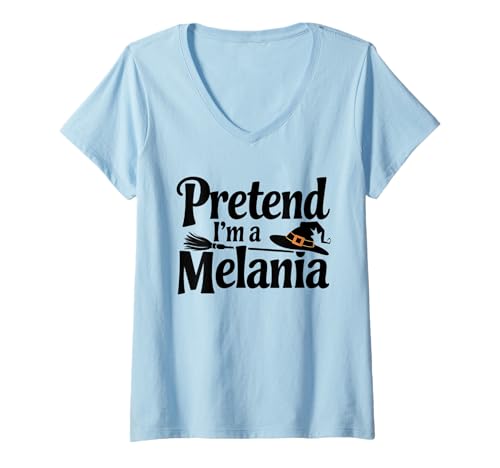Damen Pretend I'm Melania Easy Halloween Kostüm Trump T-Shirt mit V-Ausschnitt Damen Pretend I'm Melania Easy Halloween Kostüm Trump T-Shirt mit V-Ausschnitt von Costume Corner