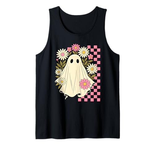 Vintage Pink Flowers Ghost Groovy Halloween Spooky Girls Tank Top Vintage Pink Flowers Ghost Groovy Halloween Spooky Girls Tank Top von Costume Spooky Ghost Halloween Girls Women