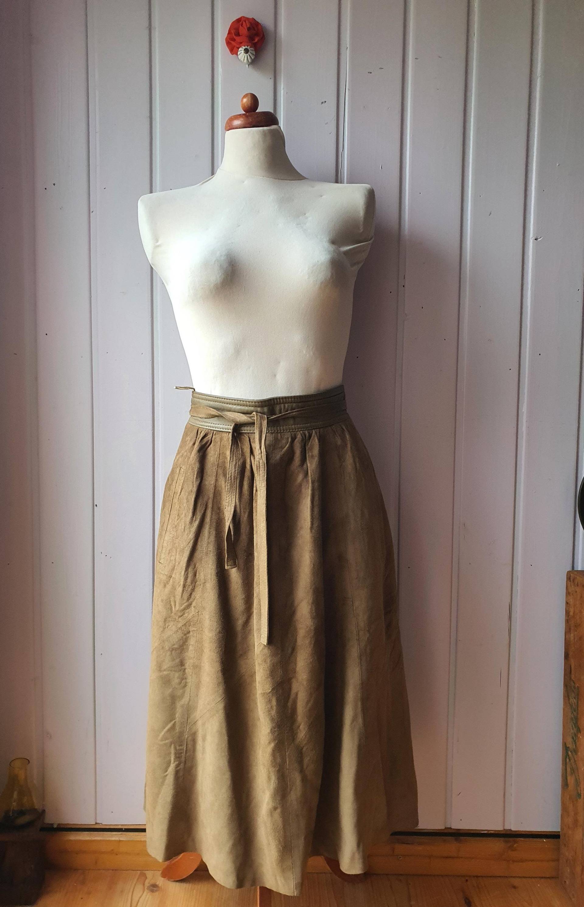Butterweicher Damen Leder Rock Taupe Gr.38/40 von CostumeLoveRealities